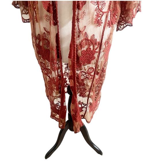 Shyanne Embroidered Cardigan Womens O/S Brown Resort Beachy Coastal Boho Western - Picture 6 of 14